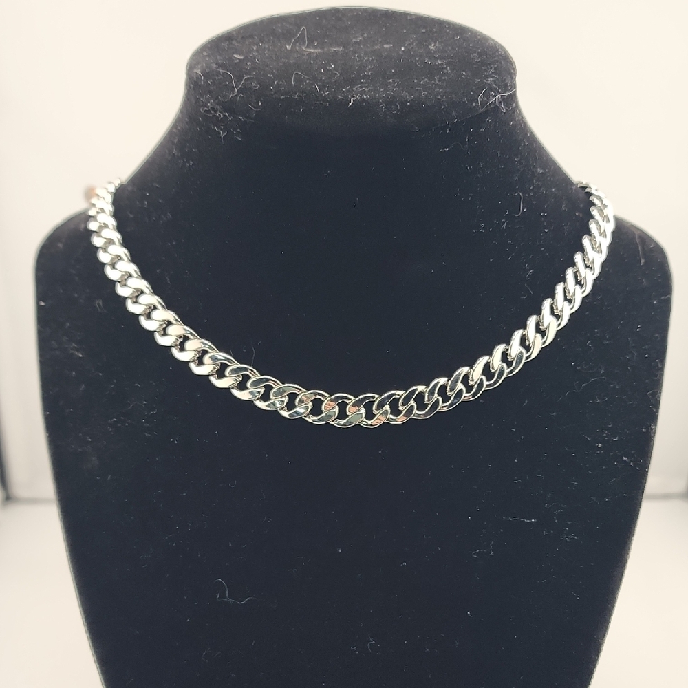 Classic Silver Cuban Link Necklace - Women Jewelry